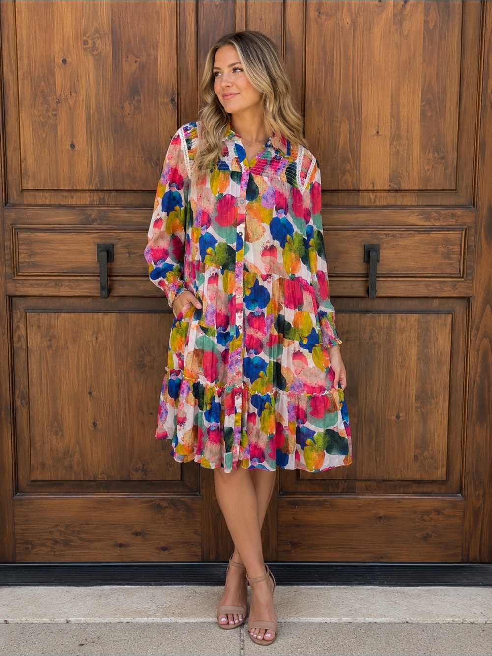 Lior Paris Watercolor Long-Sleeve tiered Dress - Women